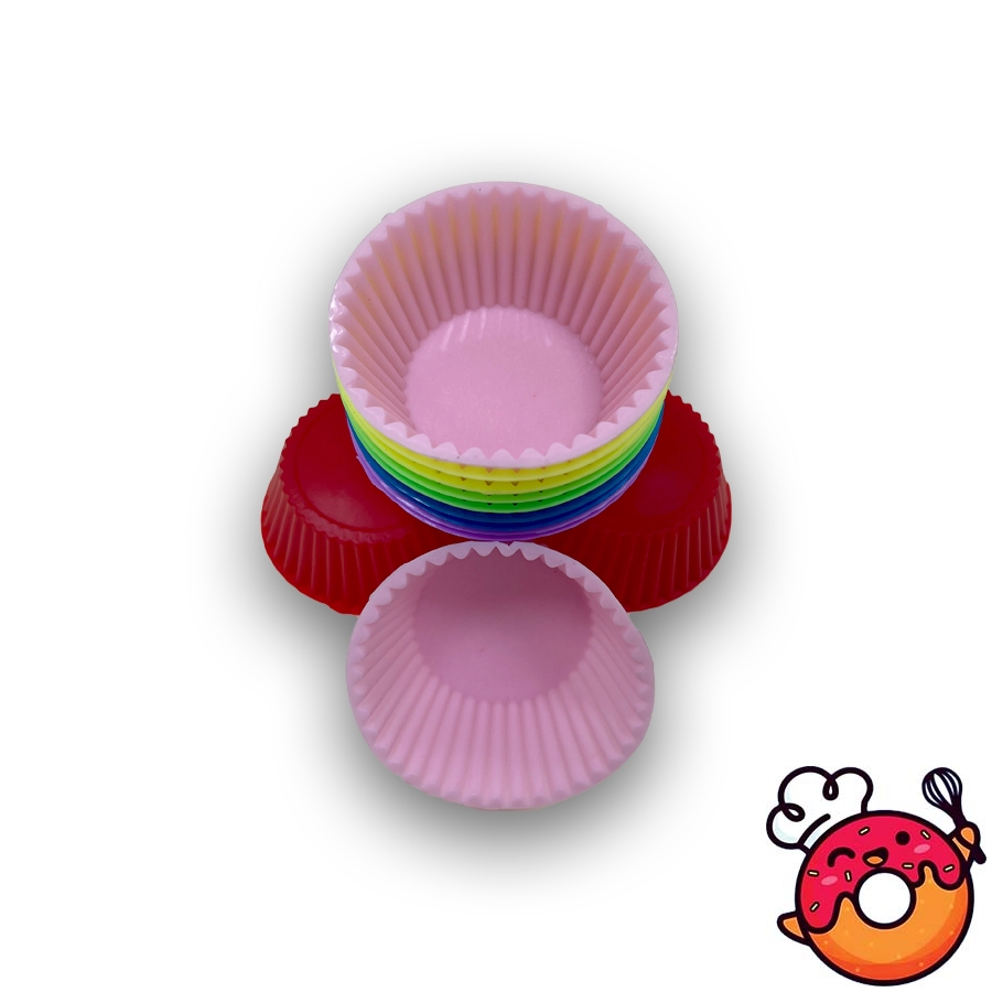قالب سیلیکونی مدل کاپ‌کیک ۱۲ تایی رنگین‌کمان